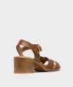 Sandales à talon et larges brides en cuir femme - Tanéo